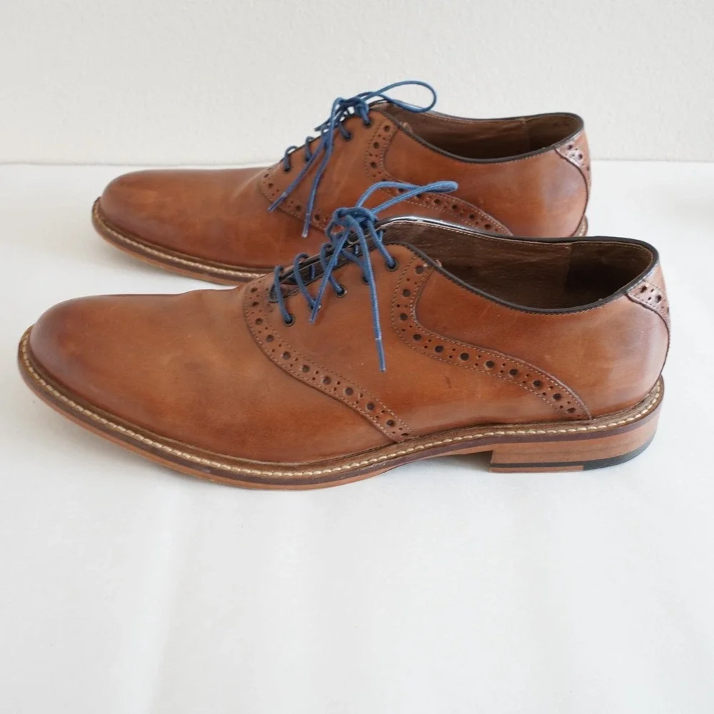 Aston Grey Collection Mens Oxford Derby Dress Shoes Sz 12 Brown Leather Lace Up